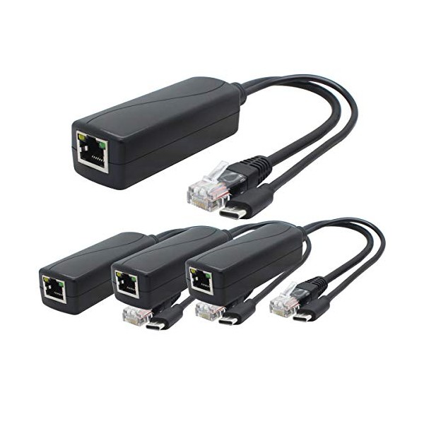 ANVISION 4-Pack 5V Gigabit PoE Splitter, USB Type C, 48V