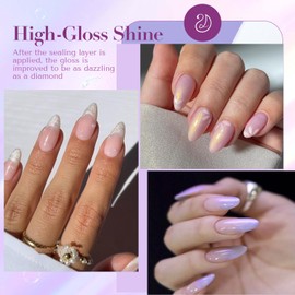 AZUREBEAUTY Nail Polish Set, 4 Colors Pearl Shimmer Blue Pink White Quick Dry Natural Nail