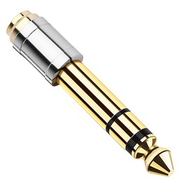 3.5mm Stereo Mini Plug Convert 6.3mm Stereo Standard Plug Conversion Adapter Female to Male Electronic Piano Headphone Converter Plug Thick Gold Plated (1 Piece)