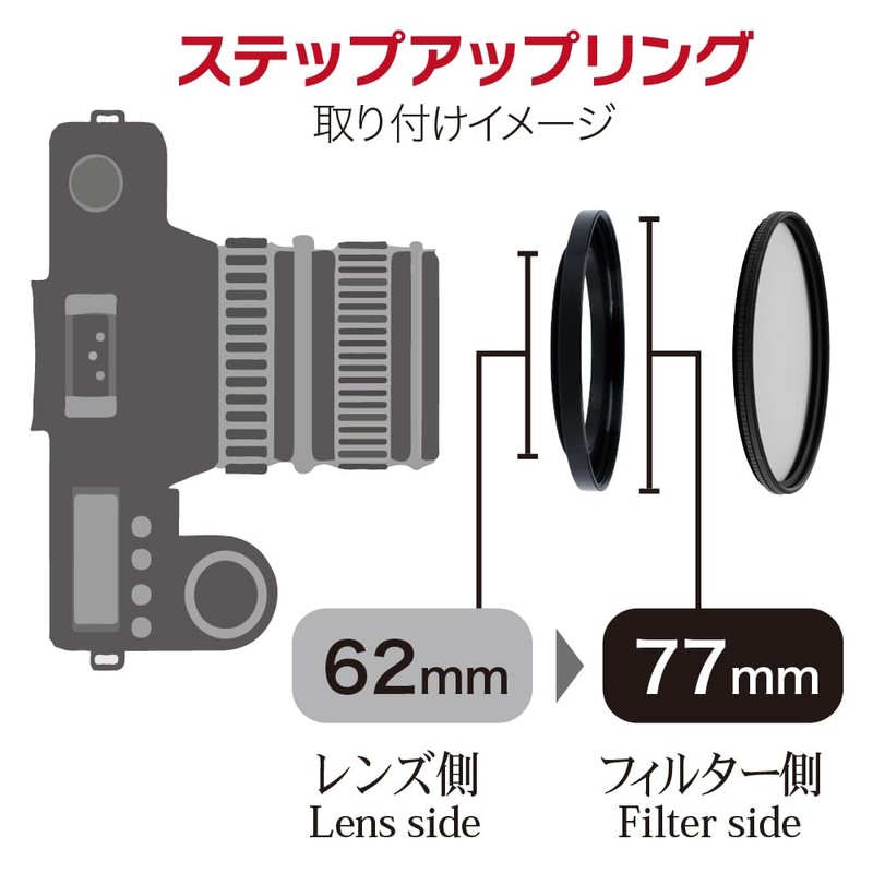 Marumi 906470 Step Up Ring 62mm to 77mm Filter Diameter