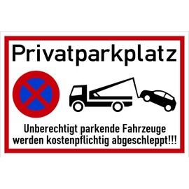 Prolac – 2 x Privatparkplatz Abschleppen Sign – PVC Hard Foam 30 x 20 cm – Robust & Weather-Resistant – Easy to Apply – Clear Communication – Order & Exclusivity – Reliable Parking Regulation