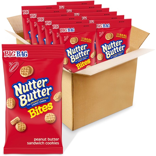 Nutter Butter Bites Peanut Butter Sandwich Cookies, Big Bag, 12 - 3 oz Packs