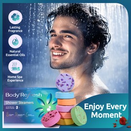 Shower Steamers Aromatherapy - 8 Pack Shower Bombs with Natural Essential Oils, Birthday Gifts for Men Self Care Relaxation Home SPA Stress Relief, Gifts for Dad Husband Stocking Stuffers for Men