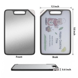 URMONA Cutting Board Double Sided, Cutting Boards For Kitchen, Food-Grade, Easy to Clean (304 Stainless Steel + Food Grade PP - 18 x 12 in)