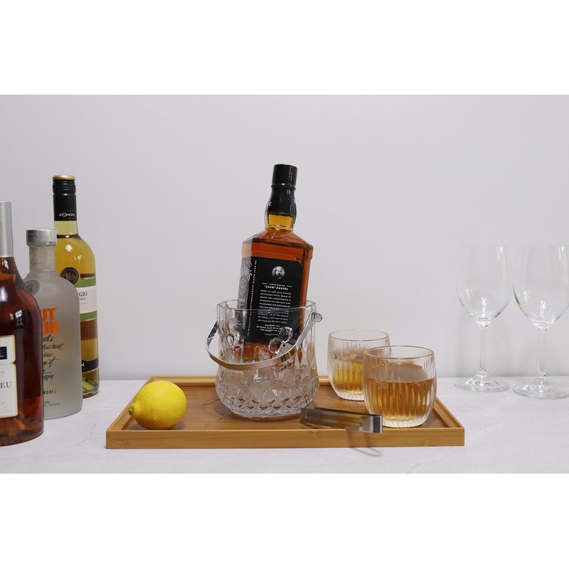 BothEarn Small Round Glass Ice Bucket Kits, Heavy Thick Wine