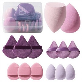 14pcs Makeup Sponge Set Triangle Beauty Blender Puffs for Liquid Cream Powder Multi-Color Mini Makeup Sponges with Storage Case for Flawless Makeup Application