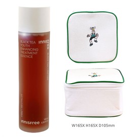 Innisfree Black Tea Youth Enhancing Treatment Essence + Play Green Cosmetic Pouch (Green) / 이니스프리 블랙티 유스 인핸싱 트리트먼트 에센스+플레이그린 화장품 파우치 (그린)