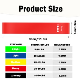 Set of 5 Resistance Bands 5 Strength Levels Loop Exercise Bands Multi-Function Elastic Stretch Band for Home Gym Pilates Yoga Physio Therapy Fitness Exercise Workout Women Men