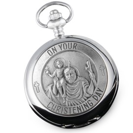De Walden Unique Boy's Christening Gift Engraved St Christopher Pocket Watch MP