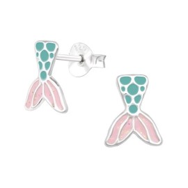 iuaccessories Mermaid tail earrings 925 Sterling silver Kids earrings Little girls earrings