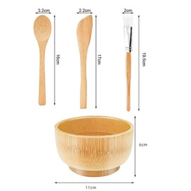 4 Pcs Facial Mask Mixing Tool Kit Wood Facial Skincare Bowl Face Mask Mixing Spoon Spatula Skin Care Applicator Brush DIY Face Masks Kit Beauty Bowl Set for Salon Home