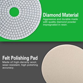 8PCS Diamond Polishing Pads 7 Inch, Wet/Dry Concrete Polish Tools Kit for Drill, Grinder, Polisher, 50-3000 Grit Polishing Set for Marble Granite Quartz Stone