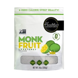Healthier Comforts Monk Fruit with Granulated Allulose (No Erythritol) | All Natural Sugar Substitute | Zero Calorie 1:1 White Sugar Replacement | No Aftertaste, Keto, Non-GMO, Gluten Free, Vegan, Zero Net Carbs | 10oz