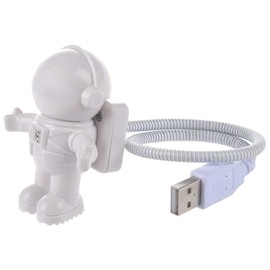 DUBENS Astronaut Spaceman Astro Torch Adjustable USB Powered LED Adjustable Bedside Desk Light Bedside Lamp Night Light for Computer Laptop PC Notebook (White)