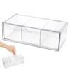 Alaoo Square Qtip Holder Dispenser, Small Drawers Organizer, 3 Compartments