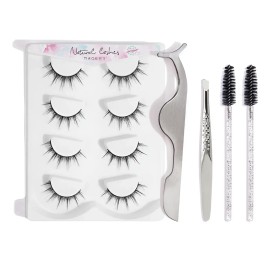 4 Pares De Pestañas Postizas + Set De Herramientas
