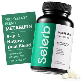Selerb Metaburn Daily Nutrient Support – Chromium, Vitamin B12 & Berberine HCl – Metabolism & Energy Boost – 60 Capsules