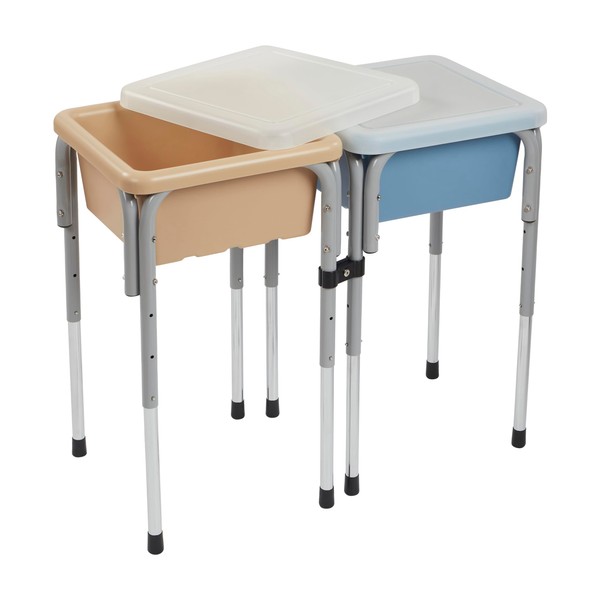 ECR4Kids 2-Station Sand and Water Adjustable Play Table, Sensory Bins,