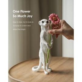 Whimsical Meerkat Flower Vase – Playful Animal Decor with Removable Glass Tube, Perfect for a Single Bloom, Thoughtful Gift for Nature Lovers, Handcrafted Accent for Home