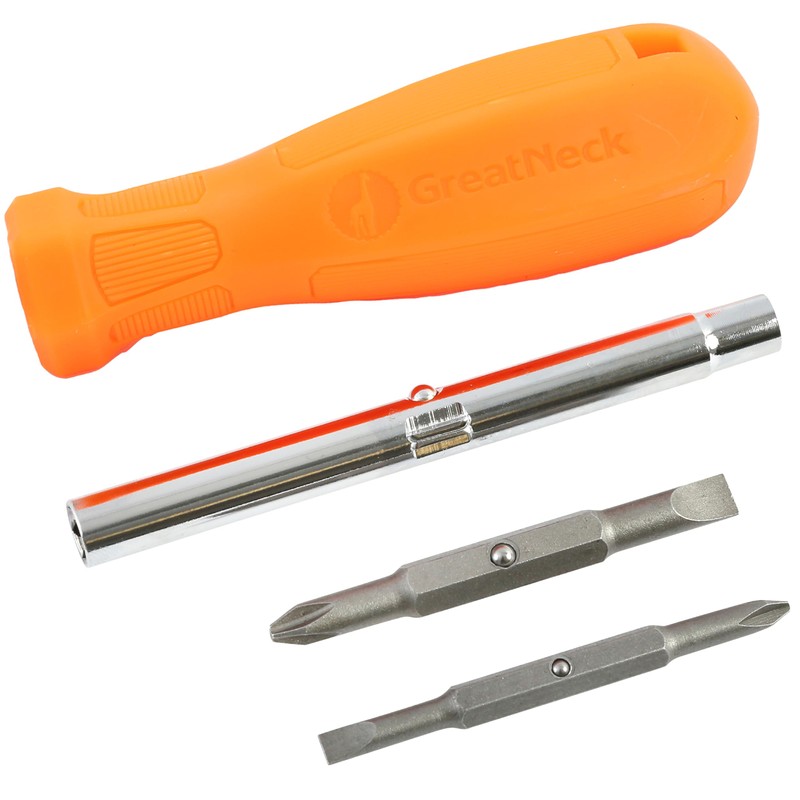 GreatNeck 11-in-1 Multi-Bit Screwdriver and Nut Driver (6-in1 Round Handle)