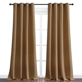 NICETOWN Sleek Blackout Curtains 120 inches Length for Windows, 2 Panels, Gold Brown, W55 x L120 -Inch, Noise Reducing and Block Draft Panels for Door Doorway Laundry Office Luxury Decor Theme