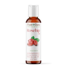 Plant Guru Rosehip Oil Refined 2 fl. oz. – Cold Pressed, 100% Pure & Natural Carrier for Skin, Face, Body, and Hair Moisturizing. Great for DIY Creams, Lotions, and Lip Balms