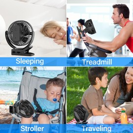 Svinkal USB Portable Fan, 5000mAh Charging Portable Battery Clip on Fans, 6Inch Quiet USB Personal Desk Fan, 3 Speeds, 720° angle adjustment, Small Stroller Fan for home office dormitory.…