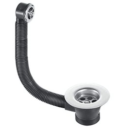 McAlpine FSW2PC Plated Grid Combined Waste and Overflow Sink, Black, Chrome