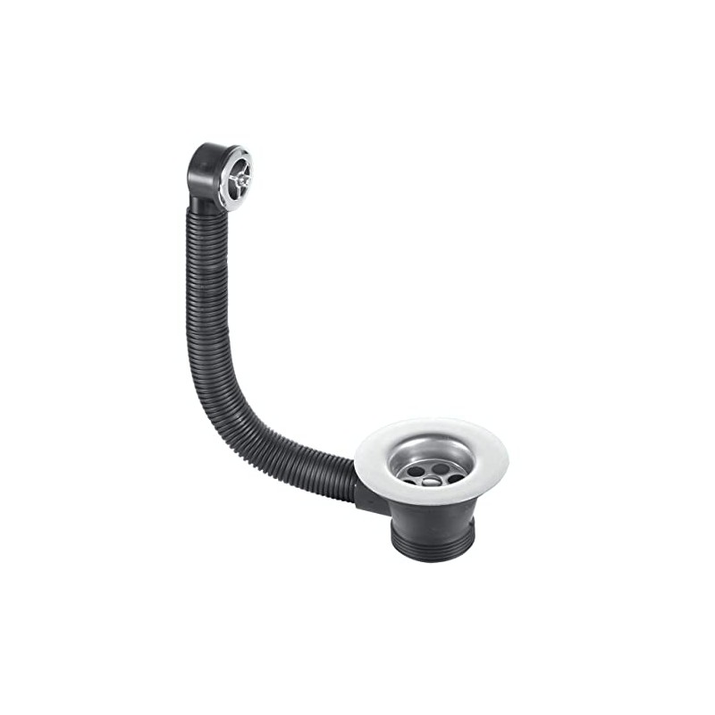 McAlpine FSW2PC Plated Grid Combined Waste and Overflow Sink, Black,