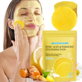 Pack of 40 Turmeric Kojic Acid Cleansing Pads, Kojic Acid Cleaning Pads, Kojic Acid Turmeric Cleaning Pads, Deep Cleansing Pores, Improve Dull Skin, Exfoliating Pads for Women, Face on Body