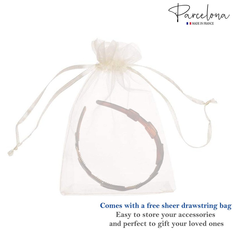 Parcelona French Spacer Brown Tortoise Shell Celluloid Acetate Flexible Headband