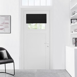 WdFour Blackout Curtains for Small Windows 24x18 Inches - Room Darkening Tie-Up Shade for Door Sidelight & Glass Windows, Solid Color Black, 1 Panel