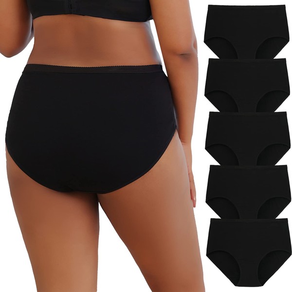 INNERSY Women's Plus Size XL-5XL Cotton Underwear High Waisted Stretchy