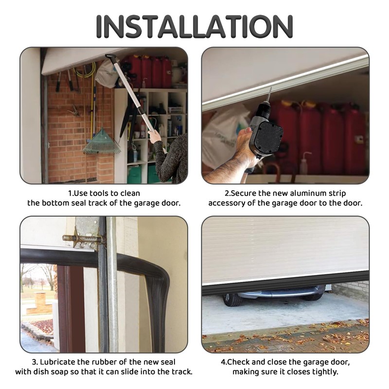Garage Door Seals Bottom Rubber with Pre-drilled Aluminum Track Retainer