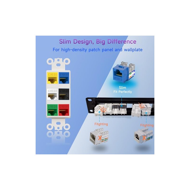Conector Keystone Cat6 Slim - Paquete de 25 RJ45 de