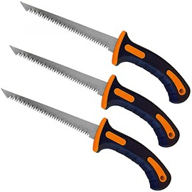 Wideskall 3-Pack 6.5" inch Utility Wallboard Drywall Hand Saw Confirm Rubber Grip Handsaw