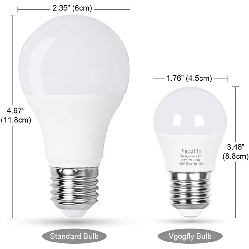 Vgogfly LED Refrigerator Light Bulb 40W Equivalent Appliance Bulb 120V