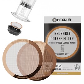 HEXNUB - Reusable Metal Filters for AeroPress Coffee Maker, Stainless Steel Filter Fits AeroPress Original & Go Coffee Press, Fuller Bodied Coffee Than Paper Filters - COPPER 2 PACK