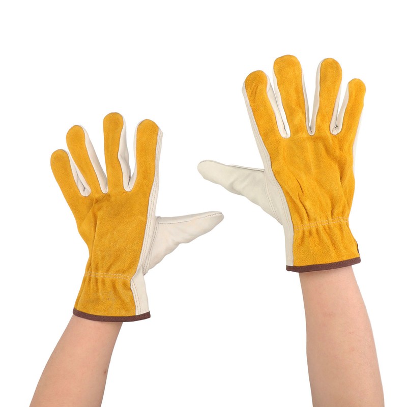 Garden Cowhide Gloves Puncture Proof Wearproof Full Finger Leather Gloves