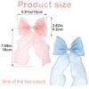 STSTR 2Pcs Large Hair Bow Clips, Pink Blue Silk Yarn
