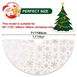Lanpn Weihnachtsbaum Decke Christbaumdecke 180 cm, Groß Kunstfell Schneeflocken Rund Tannenbaum Decke Unterlage Teppich, Weihnachtsbaumdecke für Christbaumschmuck Weihnachtsdeko (Gold, 180cm)