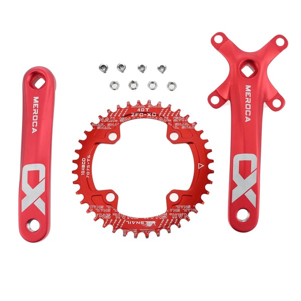 PETCHOR Square Taper Crankset MTB, Mountain Bike Single Speed Crankset,