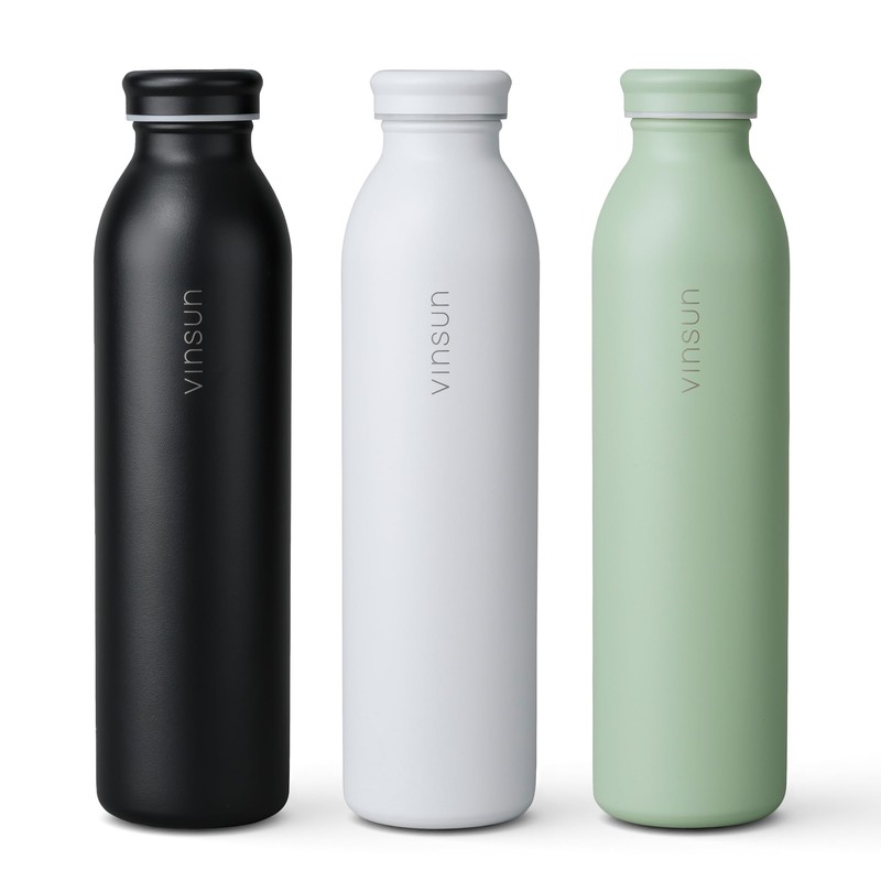 Vinsun Stainless Steel Drinking Bottle, 600 ml, White, Leak-Proof, Suitable