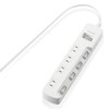 Elecom Lightning Guard Tap, Bulk & Individual Switches, 4 Outlets,