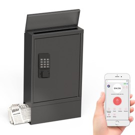 WeHere Wall-Mount Mailbox for Outside, Mailboxes use Bluetooth/Code/Key Unlock, Galvanized Steel Rust-Proof Large Letter Drop Box with Newspaper Holder, Postbox for House Porc, Front Door, Office