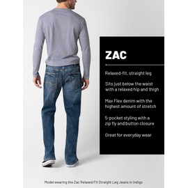 Silver Jeans Co. Men's Zac Relaxed Fit Straight Leg Jeans, Dark Rinse Indigo, 30W x 34L