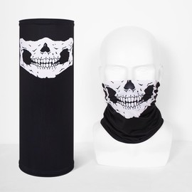 CycleZT Skull Neck Gaiter Mask for Men & Women Motorcycle Riding Fishing Cycling Sports (Half skull)