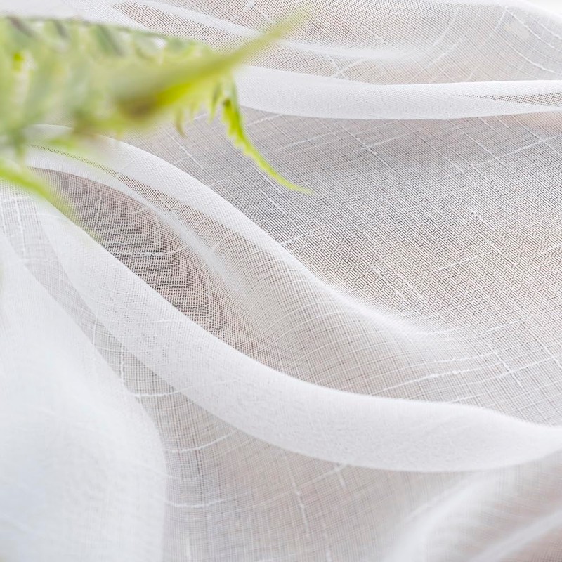Ftinala White Sheer Curtains 108 Inches Long Extra, Thin Linen