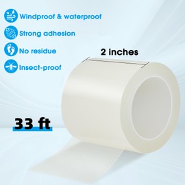 Transparent Window Weather Sealing Tape - 2 Inch x 33 FT, Heavy Duty No Residue, Windproof & Insulation for Windows, Doors & AC