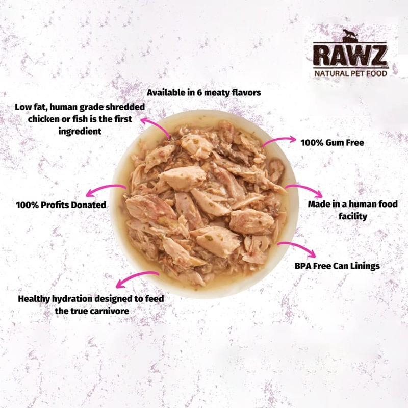 Rawz Natural Premium Shredded Canned Cat Wet Food - Grain